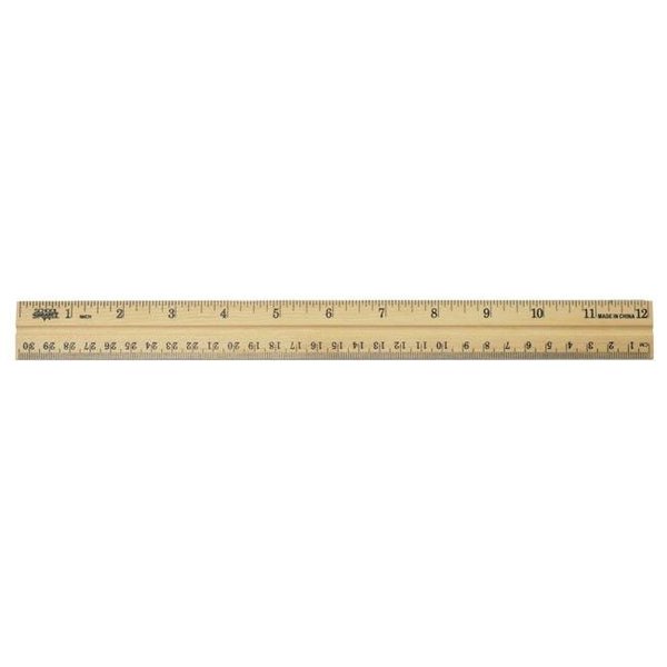 School Smart School Smart 1565396 Double Beveled 12 in. Wood Ruler; Pack of 12 1565396